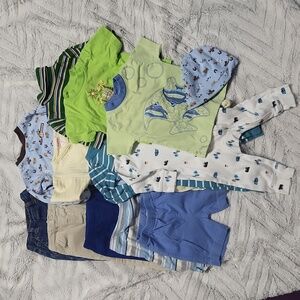 Large 13 pc baby boy clothing lot 6M  boys shirts pants footies corduroy jeans